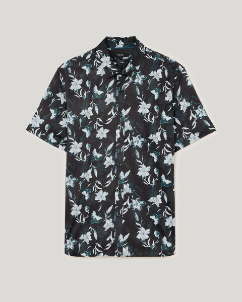 Shadow Floral Short Sleeve Shirt, Black, hi-res